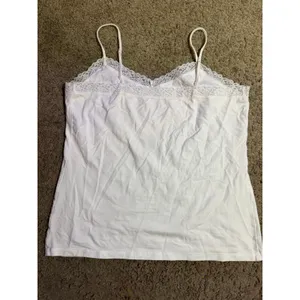 Merona White Lace Trim Camisole Tank Top‎ Womens XL Adjustable Spaghetti Straps thumbnail 4