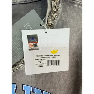 UNC Carolina Tarheels Rhinestone Jeweled V-Neck Tee Small Grey Gameday Couture thumbnail 5