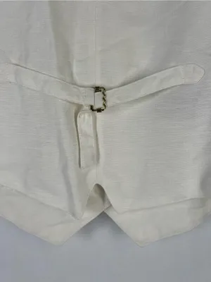 Vintage 90s Ivory Linen Blend Double Breasted Vest Gold Buttons M thumbnail 10