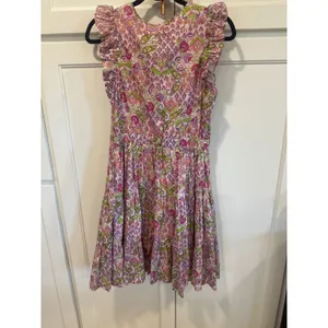 Taylor Pink Green Floral Paisley Ruffle Sleeve Cotton Dress cottagecore Medium thumbnail 5