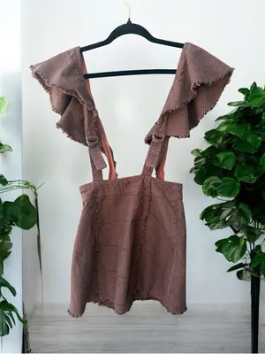 FREE PEOPLE Rowan Plaid Pinafore Skirt Size 0 thumbnail 4