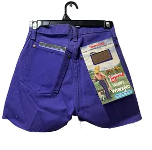 Vintage Wrangler tempered leg purple Shorts Altered Distressed NEW USA cotton XS thumbnail 1