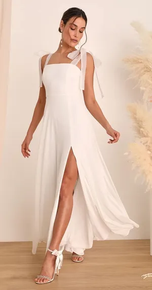 Lulus Radiant Romance White Tie-Strap Maxi Dress Wedding Bride Elegant Small thumbnail 1