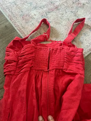 Abercrombie & Fitch Emerson Dress Skort Red Women’s XS Linen Shorts Pocket thumbnail 5