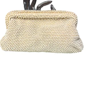 Lumured Corde-Bead 40’s Ivory Caviar Beads Hardshell Top Handle Clutch thumbnail 2