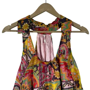 Free People Paisley Patchwork Halter Tank Top Multicolor Boho Trapeze Size M thumbnail 4