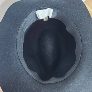 Kendall and Kylie Black Wool Fedora Hat with Faux Leather Trim One Size thumbnail 5