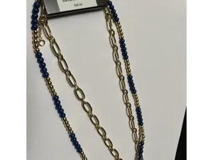 J.Crew Gold Tone Blue Bead Adjustable Length Double Layer Necklace NWT $32 thumbnail 8