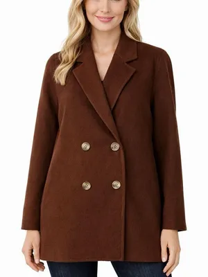 Joie brown wool double breasted peacoat size small thumbnail 1