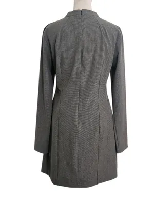Zara Gray and Black Houndstooth Mini Dress with Cutout Size Large thumbnail 2