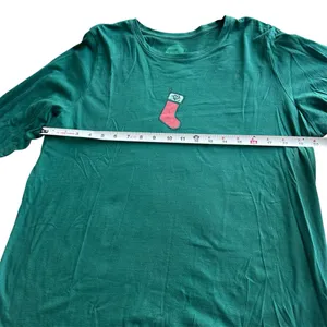 Life Is Good T Shirt Top Large Christmas‎ Stocking Green LS Heart Holiday Party thumbnail 5
