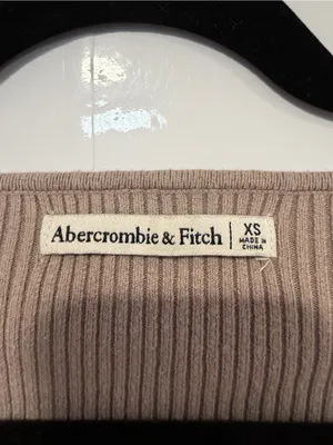 Abercrombie & Fitch Ribbed Scoop Neck‎ Corset Lines Cropped Sweater - Taupe thumbnail 2