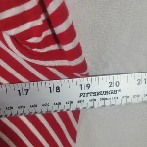 BLEU Stripe Asymmetric Hem Tunic Top XL Red White Multi Directional Long Sleeve thumbnail 4