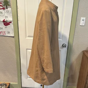 Banana Republic Classic Tan pea Coat collared and zipped thumbnail 5