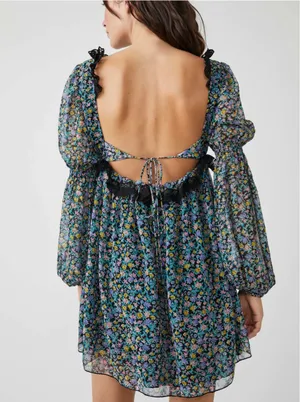 Free People Boho Sheer Bell Sleeve Lace Tunic Mini Dress thumbnail 4