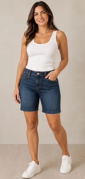 Levi's Dark Blue Denim High-Rise Bermuda Shorts thumbnail 1
