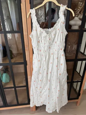 Old Navy maxi dress ditsy floral print ruffle tie front fit & flare midi doen thumbnail 2