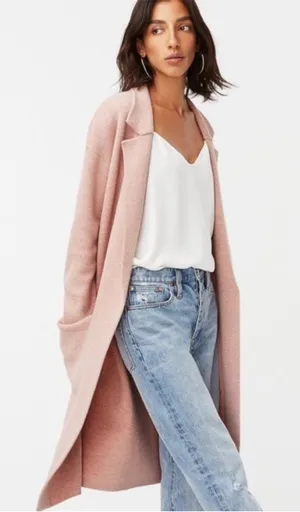 J. Crew Ella Long Cotton Wool Blend Cardigan Sweater Pink Blush Size XL thumbnail 1
