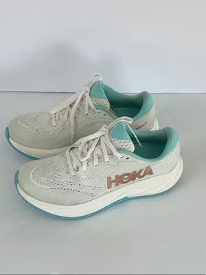 Hoka Rincon 4 White and Teal Women's Running Shoes thumbnail 2