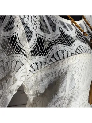 Tacera boho dress cream lace victorian bell sleeves romantic coquette fairy S thumbnail 6