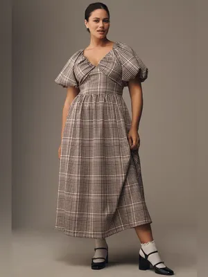Anthropologie EN SAISON Brown Taupe Lavender Charleigh Maxi Dress thumbnail 9