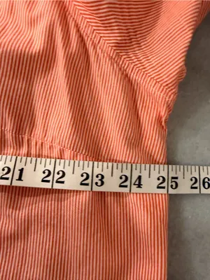 L.L. Bean Size 1X Pink Stripe Ruffle Front Lightweight Cotton Button Down Shirt thumbnail 8