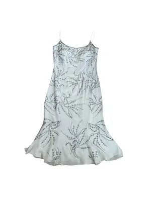 Le Gala By Mon Cheri Gray Silk Beaded Dress Size 8 Cocktail Party Prom Evening thumbnail 2