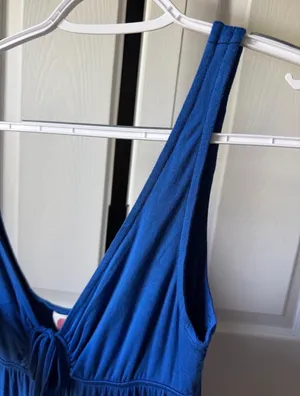 NEW Free people beach Sleeveless Deep V Wide-Leg Jumpsuit in Royal Blue $120 thumbnail 5
