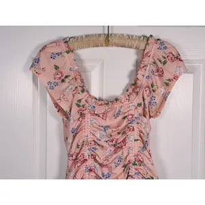 VRG GRL Floral Smocked Ruched Mini Dress Size Small Pink Dainty Coquette thumbnail 10