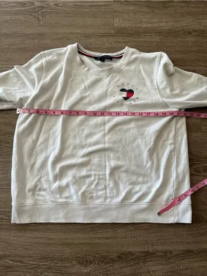 Tommy Hilfiger Womens Crewneck Sweatshirt Large White Heart Logo Cotton Preppy thumbnail 10