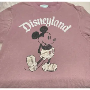 Disney Disneyland Mickey Mouse Sweatshirt Pink‎ Retro Style Striped Sleeves thumbnail 3