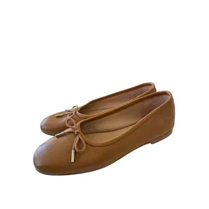 Nordstrom Flats Size 5 Square‎ Toe Brown Leather Slip On Casual Shoes thumbnail 2