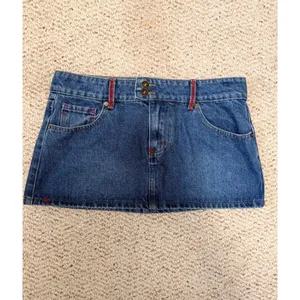 Edikted Blue Denim Low Rise Micro Mini Skirt Size M Y2K thumbnail 2