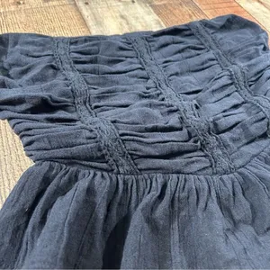Free People Fun in the Sun Black Strapless Peplum Top XS Boho Whimsygoth Grunge thumbnail 3