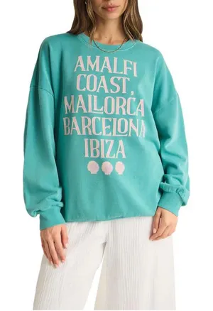 Z‎ SUPPLY Womens Sunday Destination Sweatshirt in Cabana Green Size Med thumbnail 1