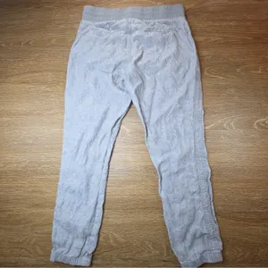Athleta Cabo Linen Jogger Pants Women 8 Gray 100% Linen Drawstring Zip Pockets thumbnail 2