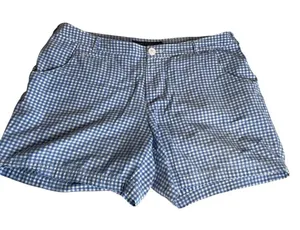 Columbia PFG Shorts Womens 14 Super Bonehead Gingham‎ Blue White Plaid Outdoor thumbnail 1