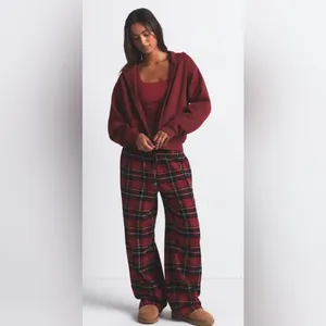 Skims NWT Cotton Fleece Classic Zip Up Hoodie Sweatshirt Merlot Size M thumbnail 4