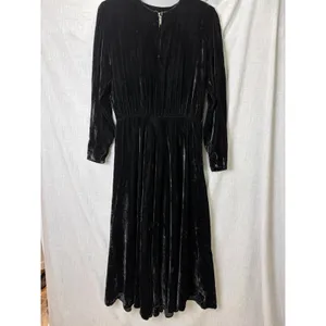 Vintage Donna Morgan Black Velvet Maxi Dress Long‎ Sleeve Side Zip 13/14 thumbnail 8