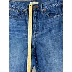 Madewell Rigid Demi-Boot Crop Jeans Size 29 High Rise Raw Hem‎ Wide Leg Denim thumbnail 7
