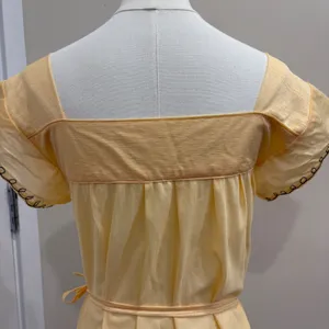 VTG 70s Butter Yellow Floral Embroidered House Dress Boho Granny Ecuador Small thumbnail 9