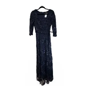 Alex Evenings Navy Blue Sequin‎ Embroidered Gown Dress 1121933 Mens 4 thumbnail 9