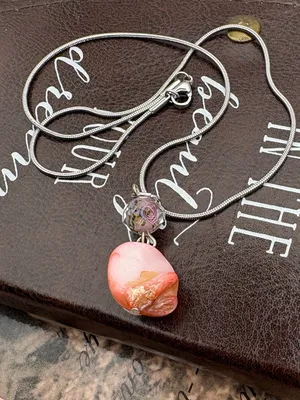 Y2K Handmade Pink Cameo Shell Necklace Cottagecore Romantic Pendant thumbnail 5