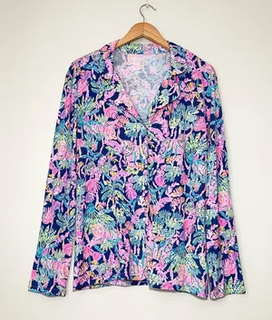 Lilly Pulitzer PJ Knit Long Sleeve Button Down Top thumbnail 1