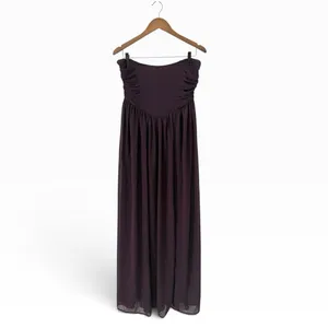 Lulus Luxe Favorite Dark Purple Strapless Ruched Maxi Dress size Large NWT thumbnail 7