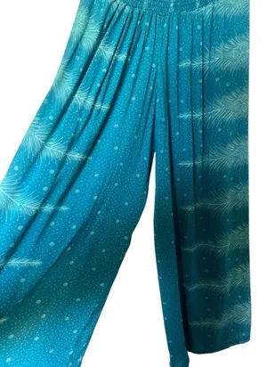 Teal Wide-Leg Pants hippie festival pant thumbnail 1