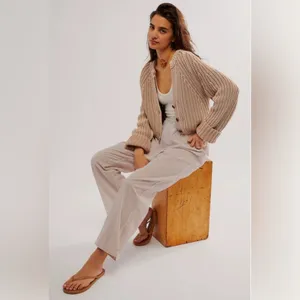 BEST Free People Sweet Nothing Cardi NWOT - Medium - Sandcastle Tan Beige Knit thumbnail 5