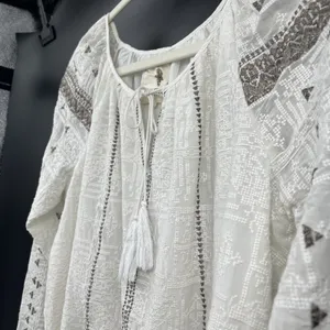 the jetset diaries TJD Boho Cotton Silk Shimmer Blouse L Embroidery Long Sleeve thumbnail 5