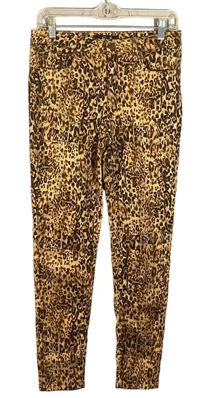 Earl Jean Tan Leopard Animal Print Skinny Ankle Classic Jeans Women Sz 6 thumbnail 1