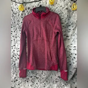 75. Lululemon runderful sz 4 1/2 zip mini check pique bordeaux drama heather thumbnail 4